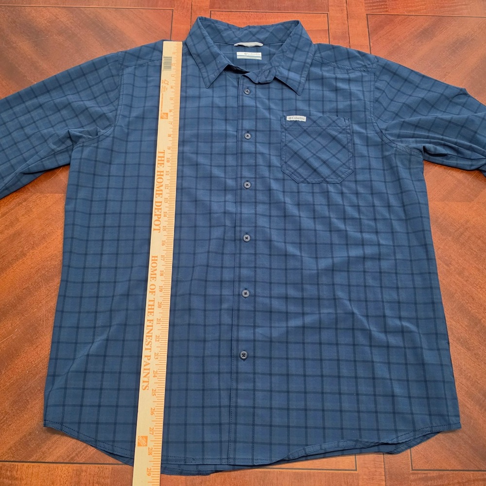 Columbia Button Down Mens L Blue Plaid Long Sleeve Hiking Outdoor Casual Shirt - Picture 6 of 7